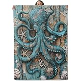 Octopus Gifts, Rustic Octopus Nautical Blanket for Adults Women Kids, 50x60 in, Cozy Fuzzy Warm Soft Throw Blankets for Bedroom, Camping, Couch, Decor
