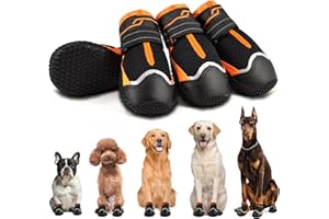 Aokown Dog Shoes, Dog Boots for Small Dogs, Breathable Medium Dog Booties Paw Protector for Summer Hot Pavement, Winter Snowy Day, Outdoor Walking, Indoor Hardfloors Anti Slip Sole Black 4PCS-Size 2