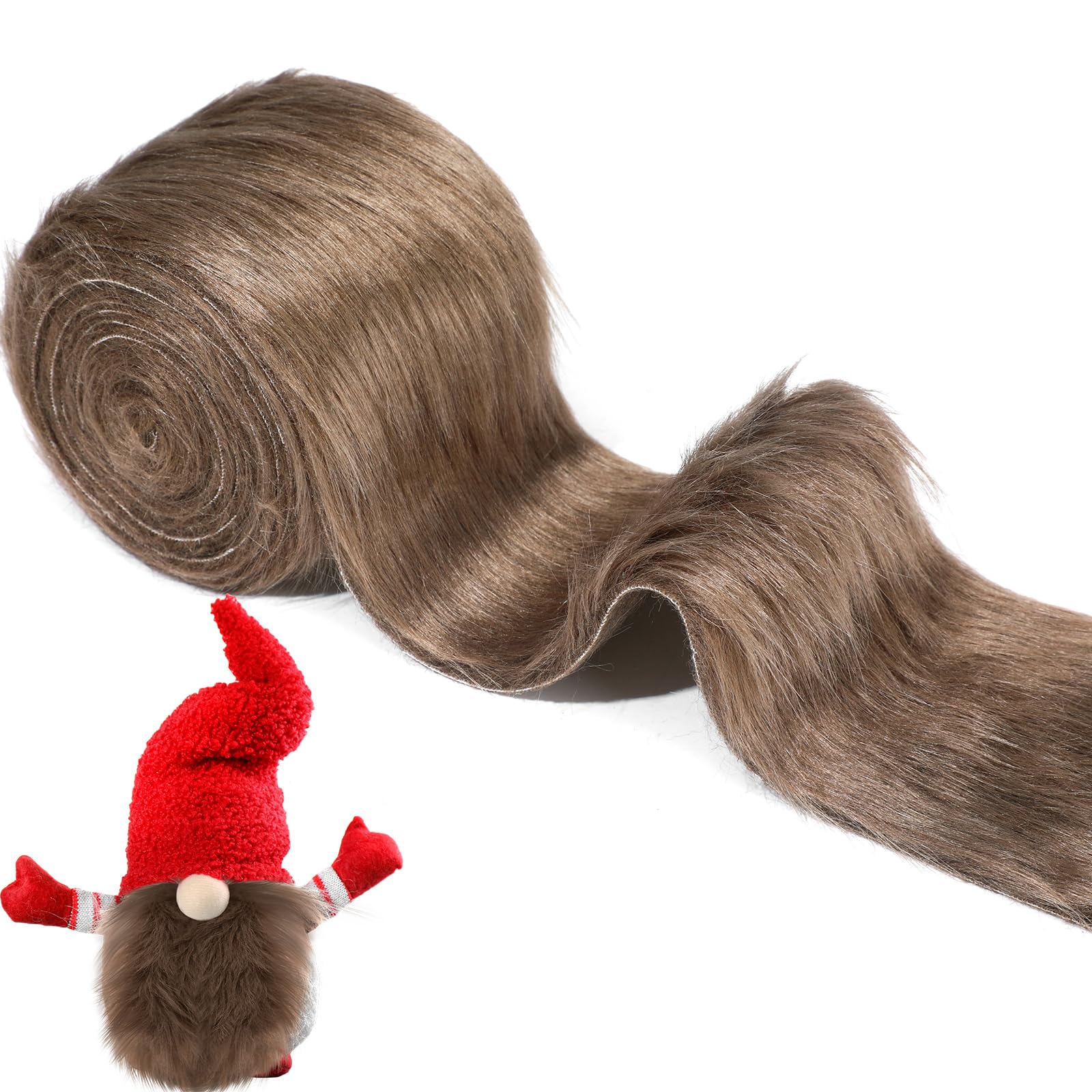 Syhood 4 inches Wide Christmas Faux Fur Ribbon Trim Fabric Roll for Christmas Tree Decor or Wreath Bows Craft, 3 Yards Long (Coffee, 4 Inch) — image 1