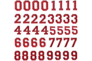 TACVEL 40 Pieces Red Iron on Numbers Patches, Numbers 0-9 Applique for Clothes, Dress, Hat, Socks, Jeans, DIY Accessories