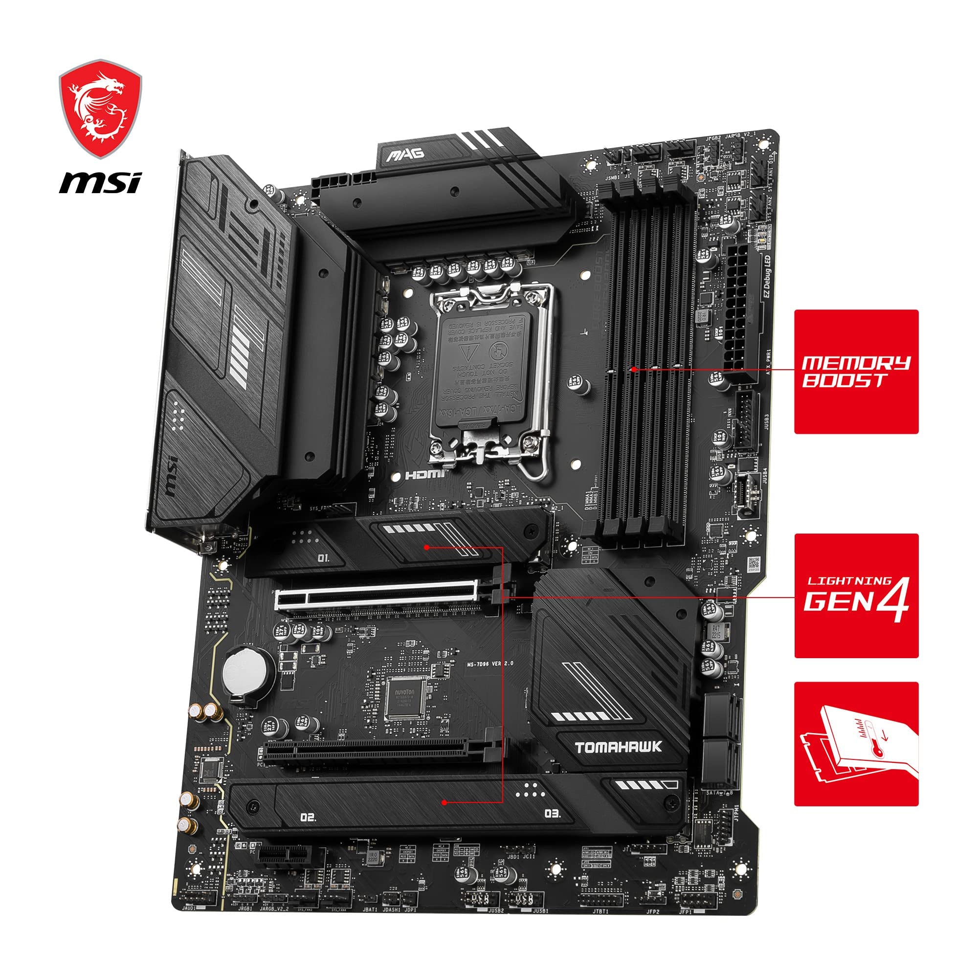 Msi Mag B760 Tomahawk Wifi Motherboard Rear I/O Panel Showing Usb, Display, And Network Ports