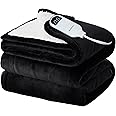 Bedsure Electric Blanket Full Size - Soft Flannel Heated Blanket with 6 Heat Settings, Heating Blanket with 10 Time Settings, 8 hrs Timer Auto Shut Off (72x84 inches, Black)