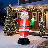 8FT Inflatable Santa Claus Outdoor Christmas Decoration - Blow Up Santa Claus with Built-in LED Lights for Garden Lawn
