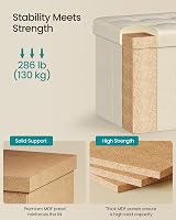 SONGMICS Storage Ottoman Foldable 30x30 cm Foot Stool Cream White LSF028W51 view 3