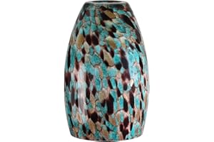 Karyfine Oval Glass Lamp Shade Only Art Turquoise Glass pendant light shade replacement for Kitchen Island pendant Lights Ceiling Lights Chandelier Table Lamp Glass Cover Replacement (Malachite green)