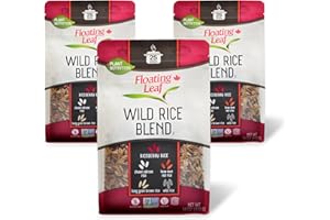3 Packs x 14 ounces Wild Rice Blend, Vegan Rice with Nutty Aroma, Flavorful Mix of Riceberry, Red, Medium Grain & Long Grain Brown Rice, Protein & Fiber-Rich, Gluten-Free - Floating Leaf