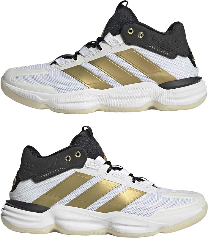 Hombre Courtstabil Indoor Performance Shoes, FTWR White/Gold Met./Core Black, 44 EU — foto 6 de 7