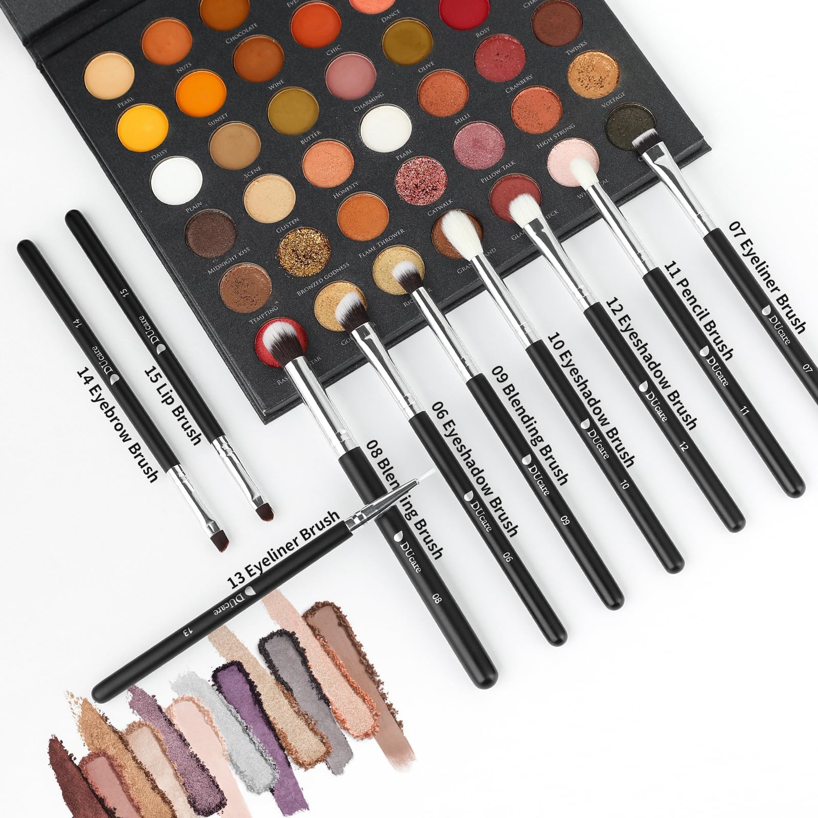 DUcare Makeup Brushes with Bag,15Pcs Christmas Makeup Brush Set Travel Kabuki Foundation Blending Blush Eyeliner Shadow Brow Concealer Brushes Kit