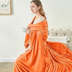BEDELITE Orange Throw Blanket for Couch