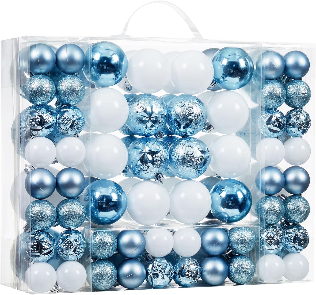 Ornaments - 87-Pack Shatterproof Christmas Ball Ornaments Set, Christmas Tree Decorations with Hand-held Gift Package for Xmas Tree Holiday Wedding Party, Baby Blue