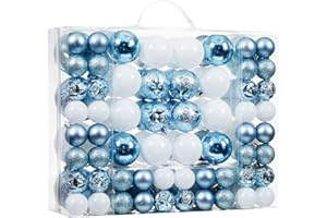 WIRONLST 87-Pack Shatterproof Christmas Ball Ornaments Set, Christmas Tree Decorations with Hand-held Gift Package for Xmas Tree Holiday Wedding Party, Baby Blue