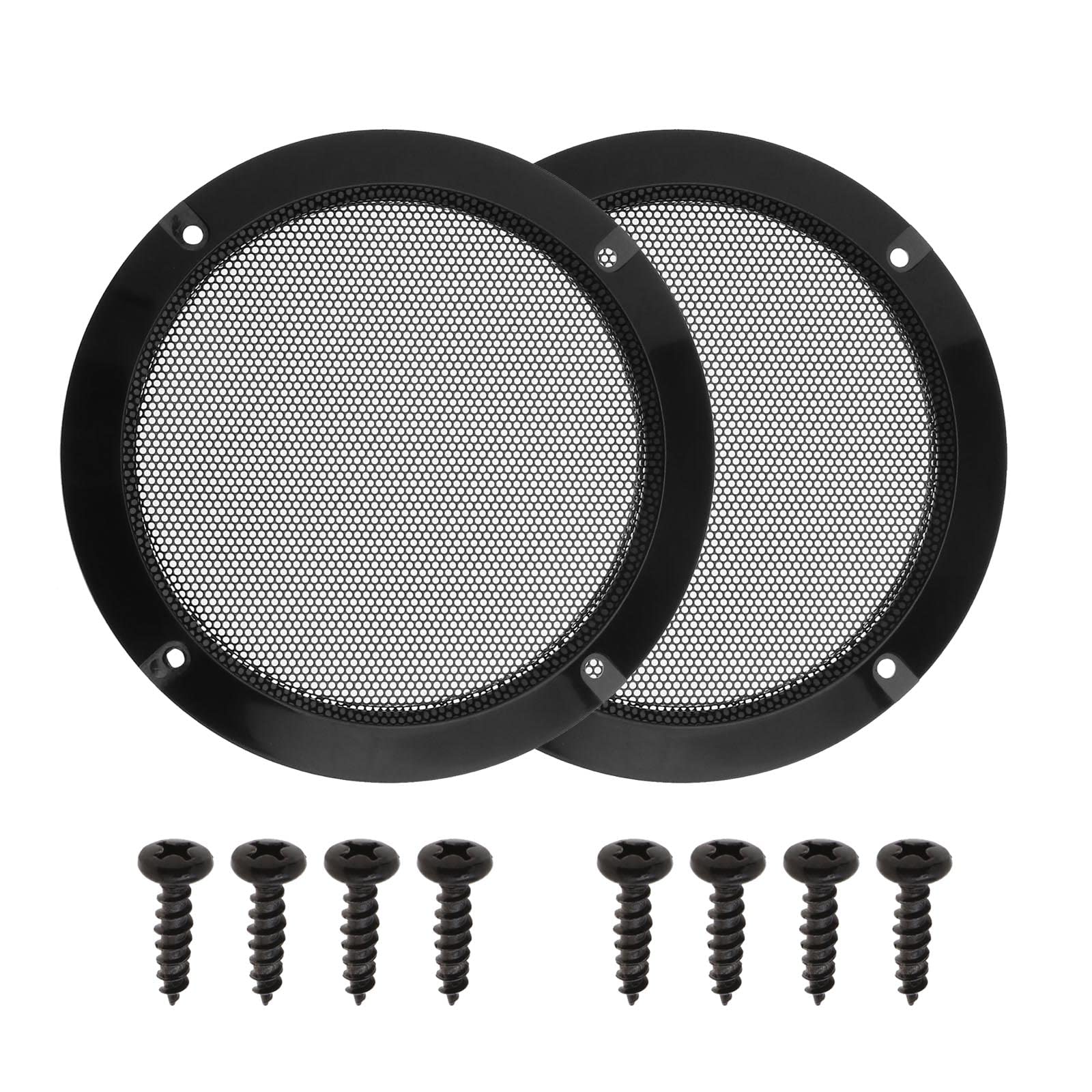 ECSiNG 2PCS Loudspeaker Grille Speaker Decoration Cover Protective Case for 5 Inches Car Subwoofer Horn Speaker with Fixing Screws Audio System Mounting DIY Accessories Black