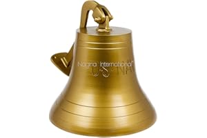 Nautical Antique Brass Aluminum Decorative Bell with U.S Navy Engraved | Nautical Maritime Boat Gifts | Nagina International (11 Inches)