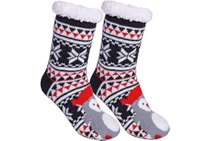 LINEMIN Girls Boys Warm Slipper Socks Child Cozy Soft Fleece Lined Thick Sherpa Winter Indoor Christmas Socks