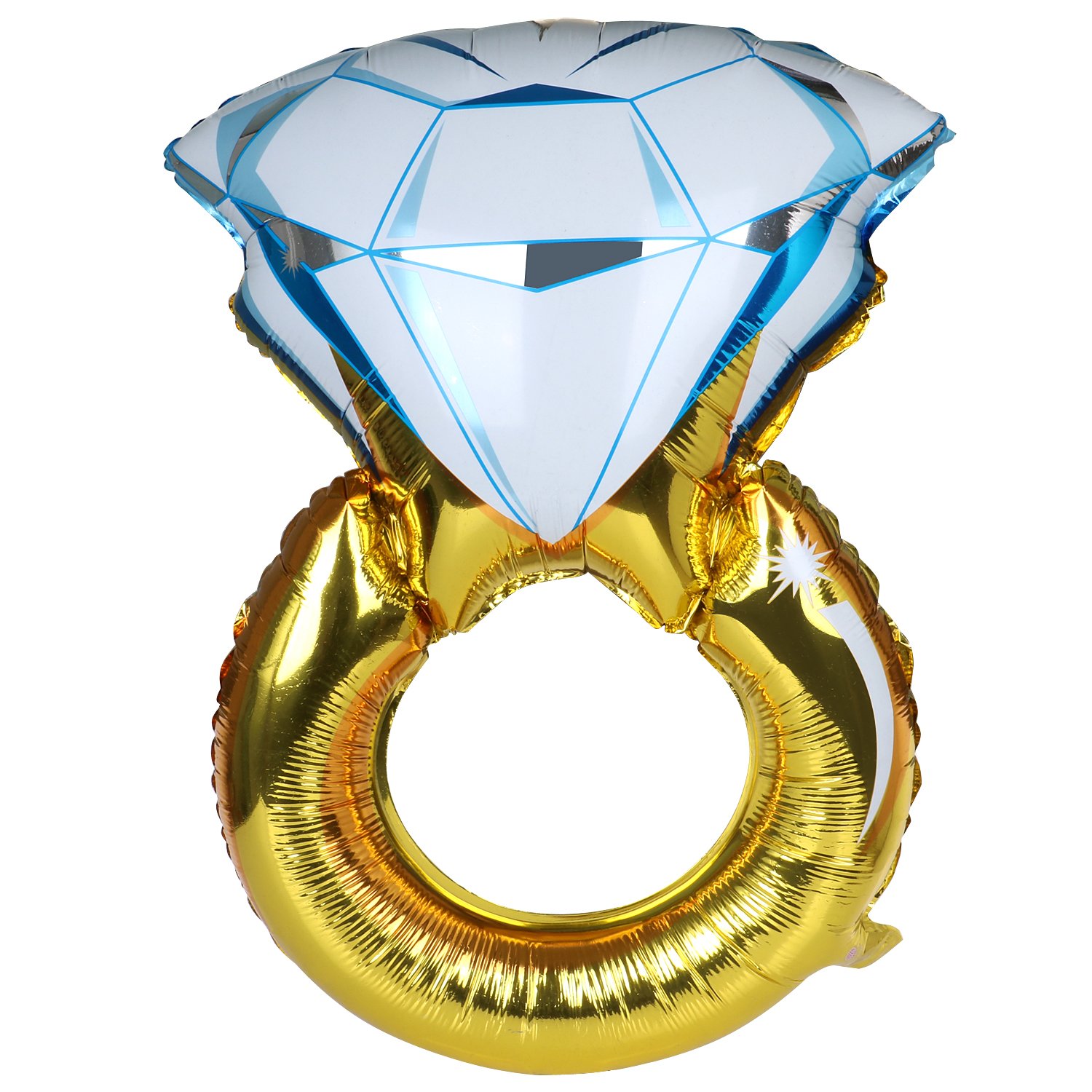 TRIXES 80 cm x 60 cm Jumbo Ring Balloon – Engagement Party Anniversary Valnetines Wedding Hen Do Stag Party Celebration – Gold and Blue – 31'' x 23''