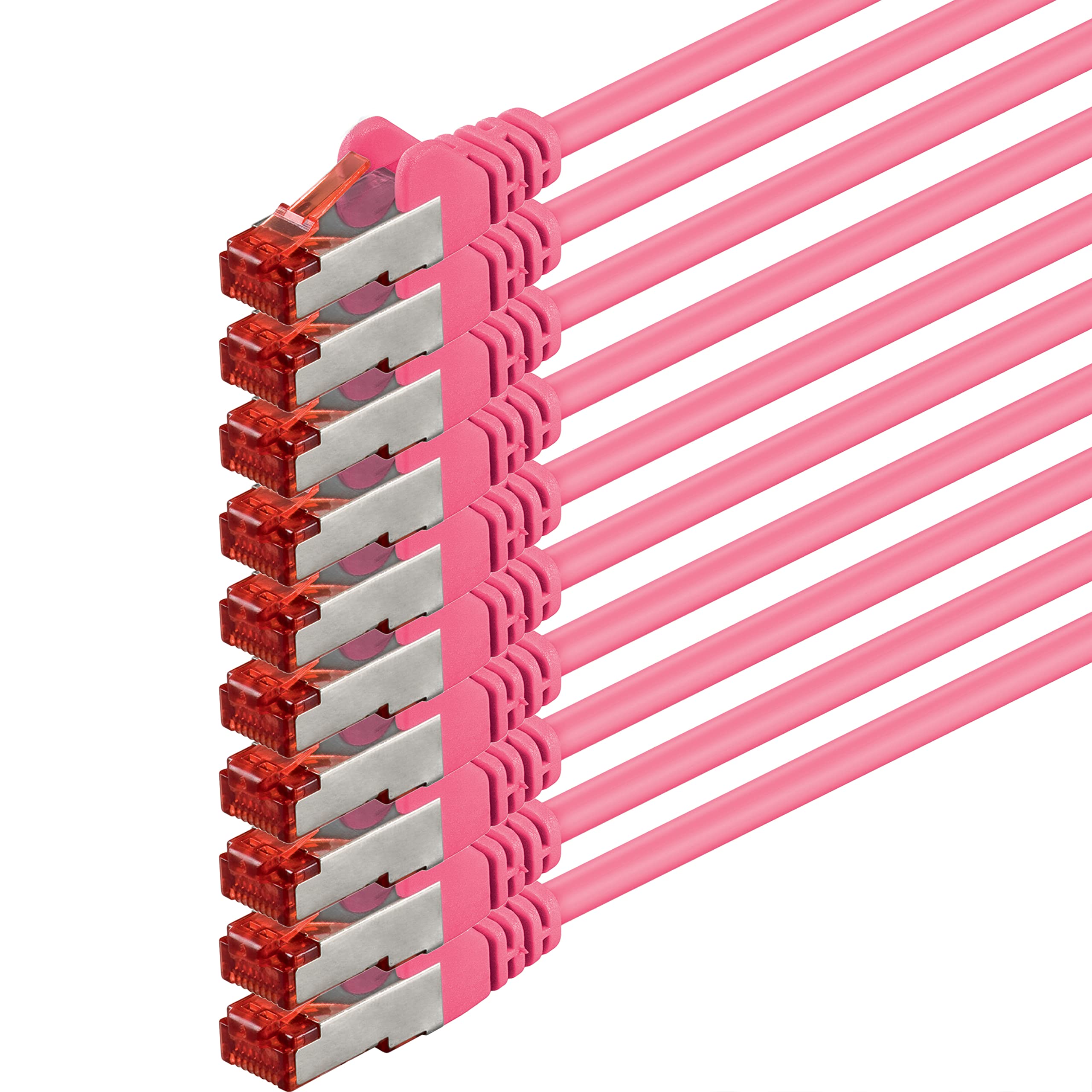 1aTTack.de 10x 5m - Cat 6 network cable patch cable Cat6 RJ45 SFTP - magenta