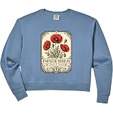 Womens Papaver Rhoeas Common Poppy Vintage Seed Comfort Colors Crop Sweatshirt