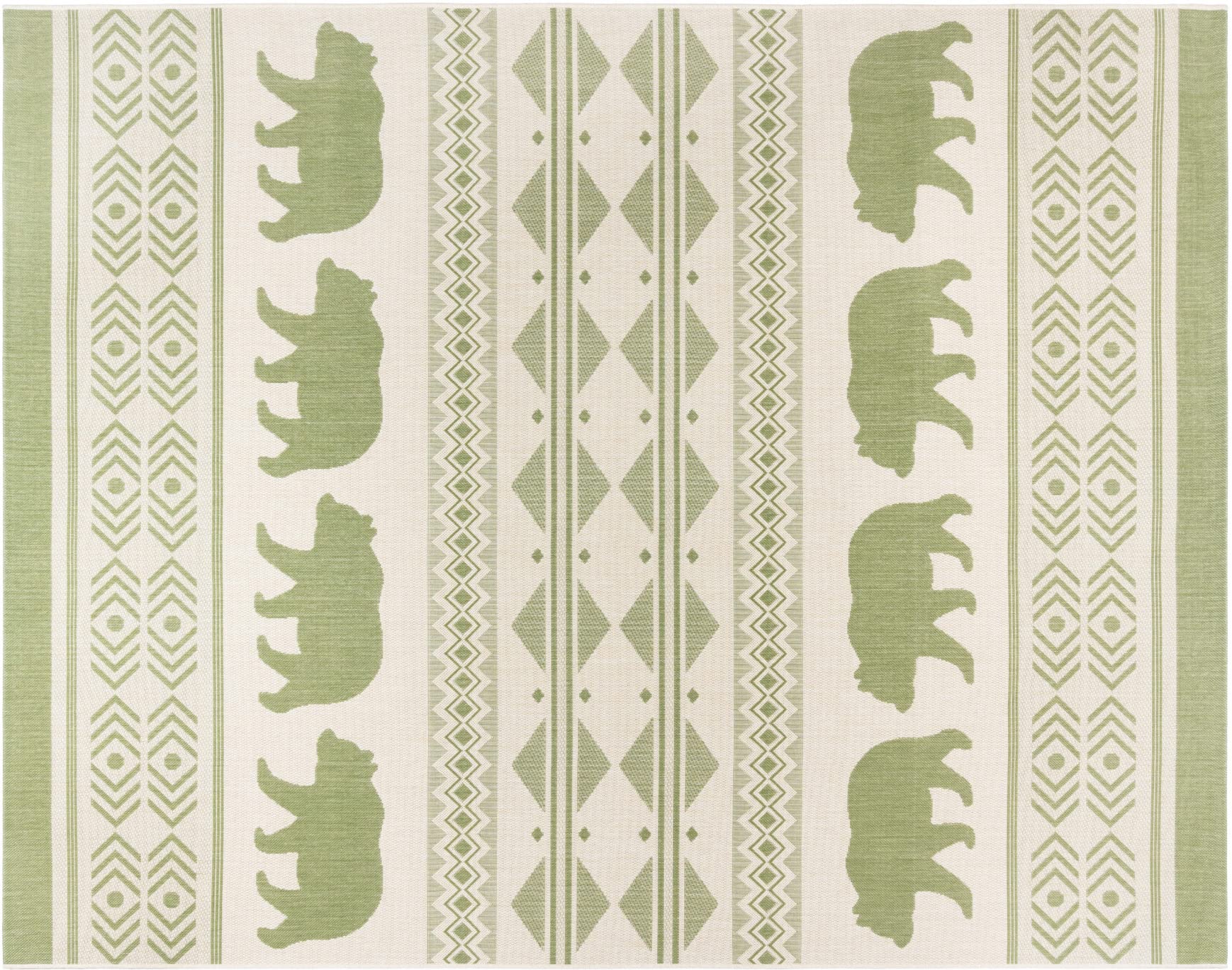 Photo 1 of Gertmenian Indoor Outdoor Area Rug, Classic Flatweave, Washable, Stain & UV Resistant Carpet, Deck, Patio, Poolside & Mudroom, 6x9 Ft Medium, California Grizzly Bear Moroccan, Green Teal