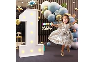 imprsv 3FT Marquee Numbers, Light Up Numbers for 1st 21st Birthday Decorations Anniversary Party Decor, Number 1 Light Up Number, Pre-Cut Foam Board Kit