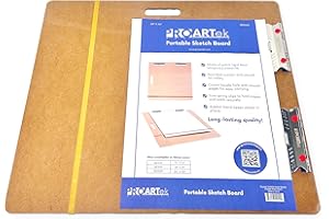 Proartek PK00024 Model SB2326 SB Series 23" x 26" Artist Sketch Board, Brown; 4mm Tempered Masonite; Constructed with a Cutout Handle; Smooth Edges; Firm Spring Clips; Rubber Band Included