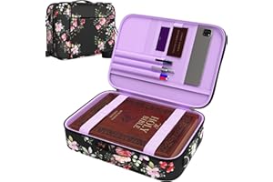 DEHITE Bible Covers for Women Large and Medium Size Bible Case Bag Fits Books Up to 10.9 x 7.7 x 1.9 In - | Pen Slots | Zippered Pocket | Shoulder Strap | - Black Floral Christian Gift