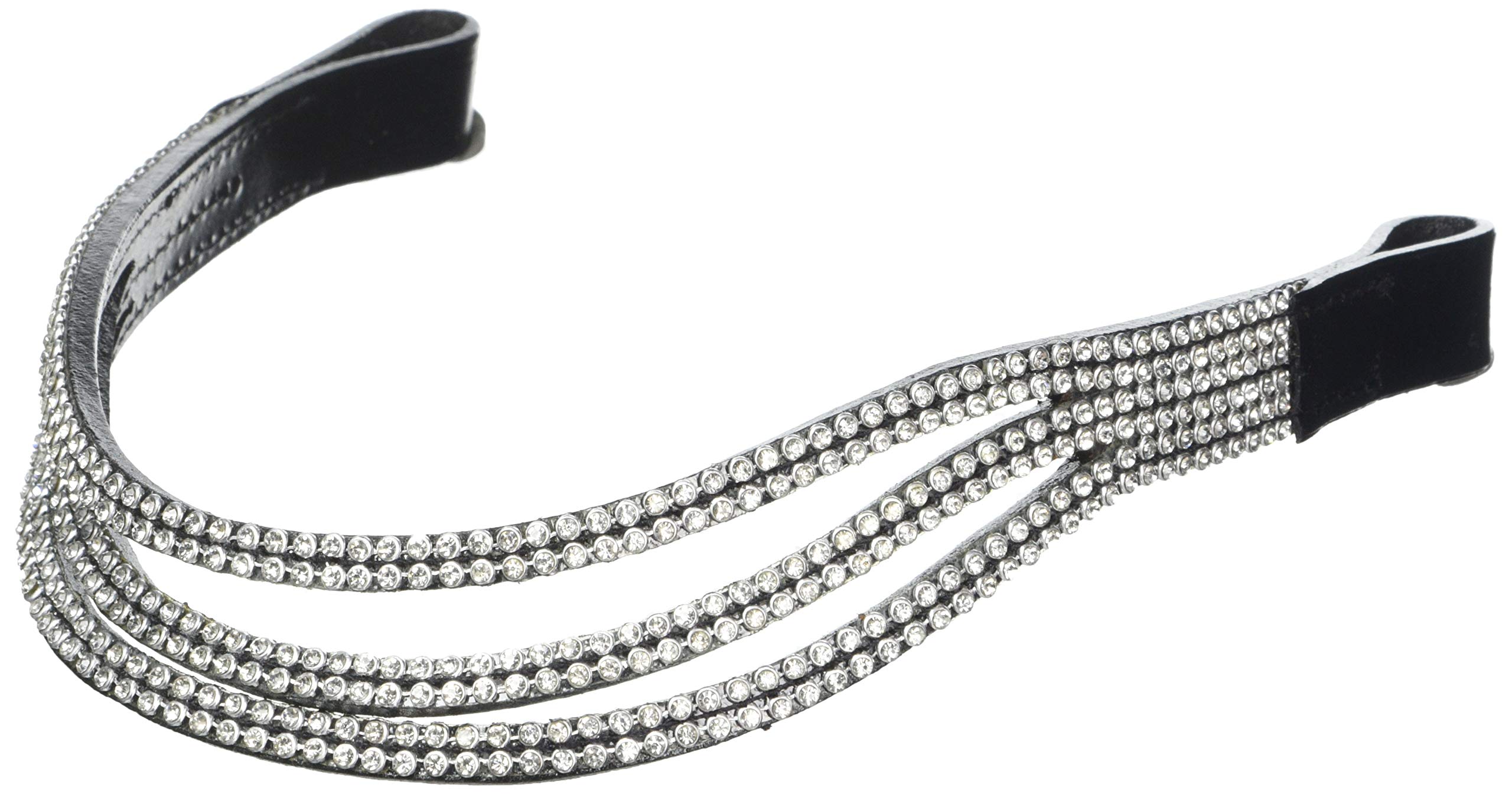 Cwell Equine sparky smily 6 Rows clear crystal Browband Choice of 3 sizes F/C/P Black (PONY 14")