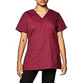 Dickies Women's EDS Signature Scrubs Jr. Fit Mock Wrap Top, Wine, Large