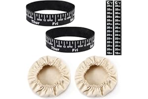 FYNDRAX Replacement Sourdough Starter Kit for Jars, Fits Jars with Diameter of 3-4 Inch, Include Cloth Cover, Temperature and Date Marked Feeding Band, Set of 2