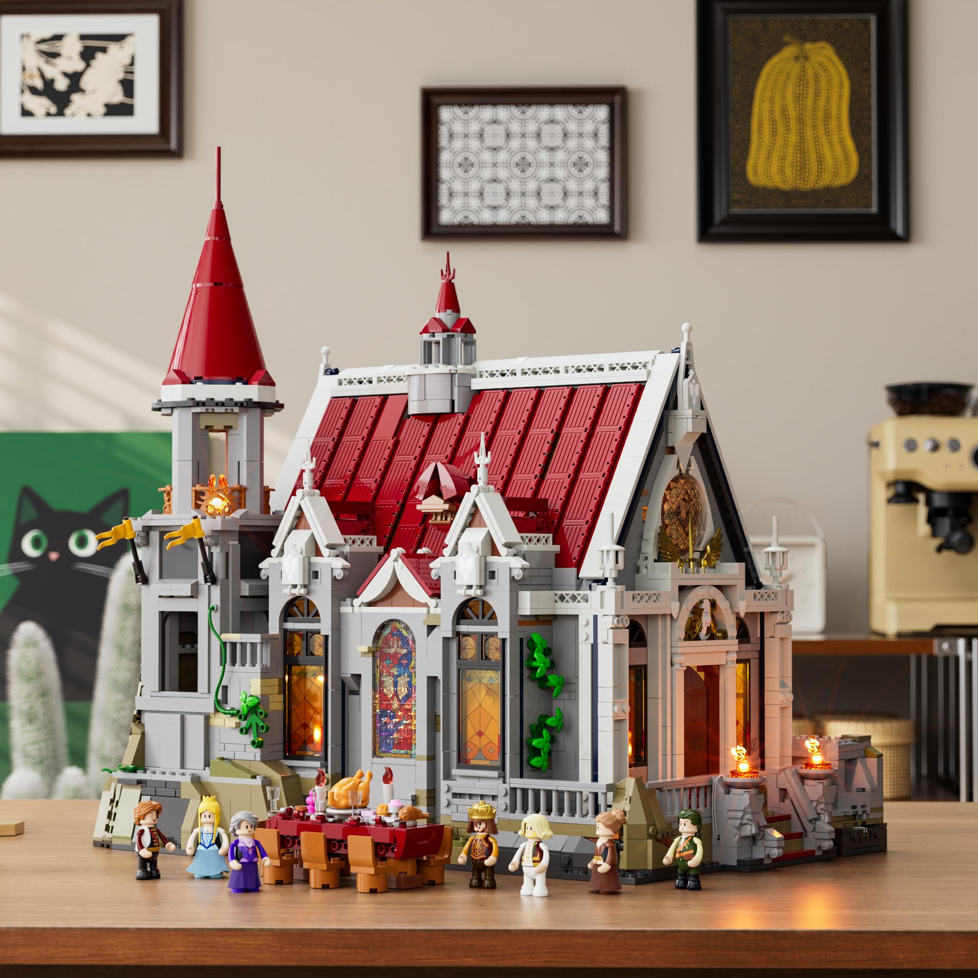 Lumibricks Mittelalter Castle Banquet Hall Bauset mit LED-Beleuchtung – 3232 Teile Große Burg mit Hochzeitsfest, 7 Minifiguren, Voll Bedruckte Steine – Sammlermodell für Erwachsene & Mittelalterfans 6
