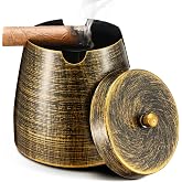 Cigar Ashtray with Lid for Outdoors Outside Patio Home Retro Decor,Large Cigar Holder Ashtray Windproof,Cigar Accessories Gifts for Men Dad Husband Boyfriend (X-Large)