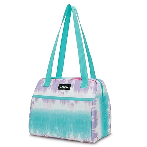 PackIt Freezable Hampton Lunch Bag, Tie Dye Sorbet, Built with EcoFreeze Technology, Collapsible, Reusable, Zip Closure with Front Pocket and Shoulder Straps, Perfect for Tweens and Adults