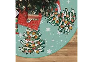 GAGEC Christmas Tree Skirt Teal Tree Skirt Christmas Tree Xmas Winter Tree Skirts 48 Inch for Christmas Indoor Outdoor Decorations
