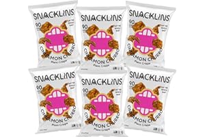 SNACKLINS Plant Based Crisps CINNAMON CHURRO - Gluten Free, Grain Free, 100% Kosher, Vegan Healthy Snacks, Crunchy Puffed Snack, Only 90 Calories Per Bag (Case of 6)