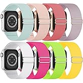 8 Pack Stretchy Solo Loop Band Compatible with Apple Watch Bands for Women Men 40mm 38mm 41mm 42mm 44mm 45mm 46mm 49mm, Nylon Braided Strap for iWatch Series 11 10 9 8 7 6 SE 5 4 3 Ultra 3 Ultra 2