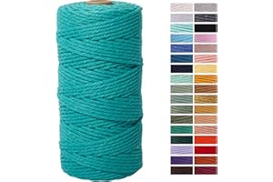 ZXCDINO Turquoise Macrame Cord 3mm x 109Yards,Colored Cotton Rope Craft Cord Colorful Cotton Cord Twine for Wall Hanging Plant Hangers Crafts Knitting Decorative Projects