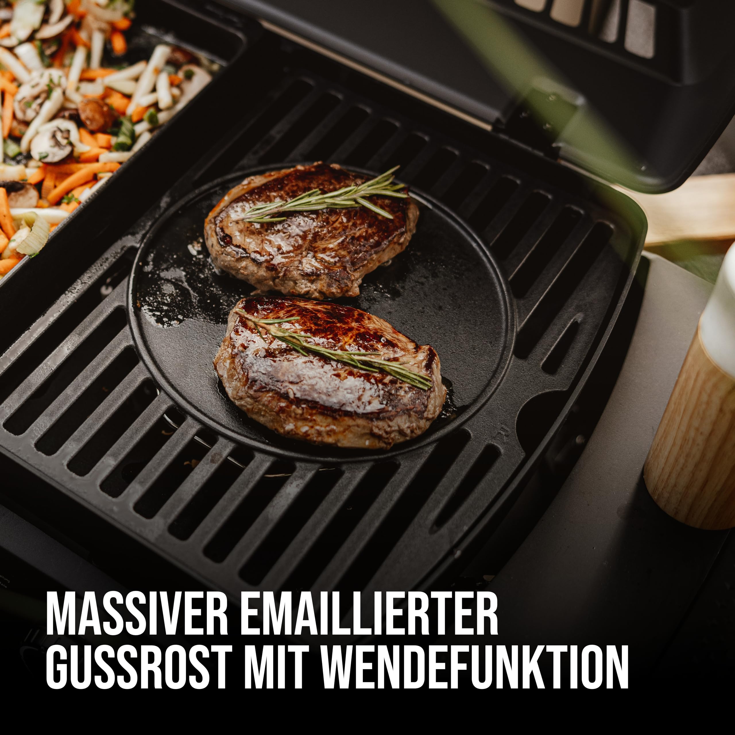 Enders® Gasgrill Urban II Pro, Tischgrill, Grillen-, Kochen- und Backen Funktion, 2 Brenner Edelstahl, mit Grill-Thermometer, Balkon-, Camping-Grill, Aluguss-Gehäuse, Gusseisen-Rost, #2062 4