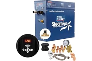 STEAMSPA Premium 4.5 KW QuickStart Acu-Steam Bath Generator Package with Built-in Auto Drain in Matte Black (PRR450BK-A)