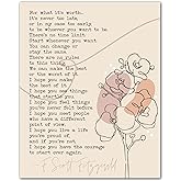 ZUKIY Start Again Inspirational Quote - for What It's Worth Wall Art for Home Office or Classroom - Literary Quote Poster for Book Lovers - Unframed 8x10 Motivational Print