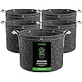 VIVOSUN 5-Pack 25 Gallon Grow Bags, 500G Thick Nonwoven Fabric Pots with Strap Handles, Multi-Purpose Rings, for Low Stress Plant Training Fruits, Vegetables, and Flowers