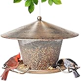 Samhe Bird Feeder for Outdoor, Rainproof Weatherproof Metal Hanging Wild Bird Feeder with 9.8" Roof 3 LBs Seeds Capacity, Easy to Clean & Refill