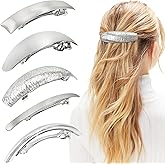 DeD Pack of 5 Women Hair Clips Metal Hair Pins Simple Retro Large Hair Barrettes French Clip Barrettes For Women Lady(Silver)