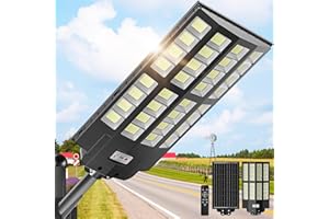 WYWNA 8000W Solar Street Lights Outdoor - Wide Angle Solar Lights Outdoor Dusk to Dawn, Commercial Parking Lot Light Motion Sensor with Remote Control, 7000K LED Street Light IP66 Waterproof