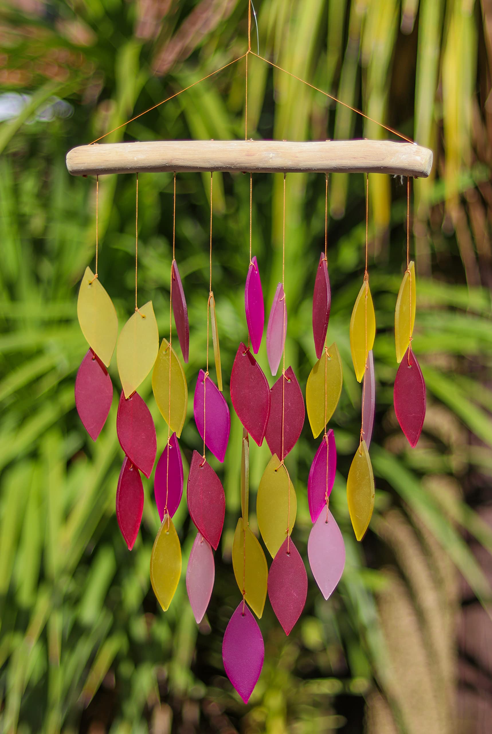 My Family House Glass Wind Chime - Waterfall Mini in Pinky - 100% Fair Trade - Handmade from Recycled Materials