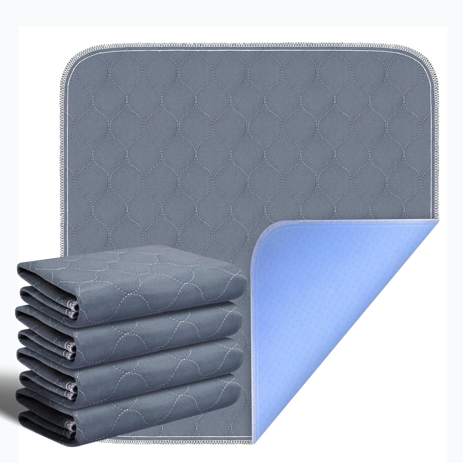 RIQINXIN Super Absorbent Seat Protector Pads Reusable Incontinence Underpads Washable Incontinence Chair Pads Seat Pads Waterproof 21X22In Grey 4Pcs