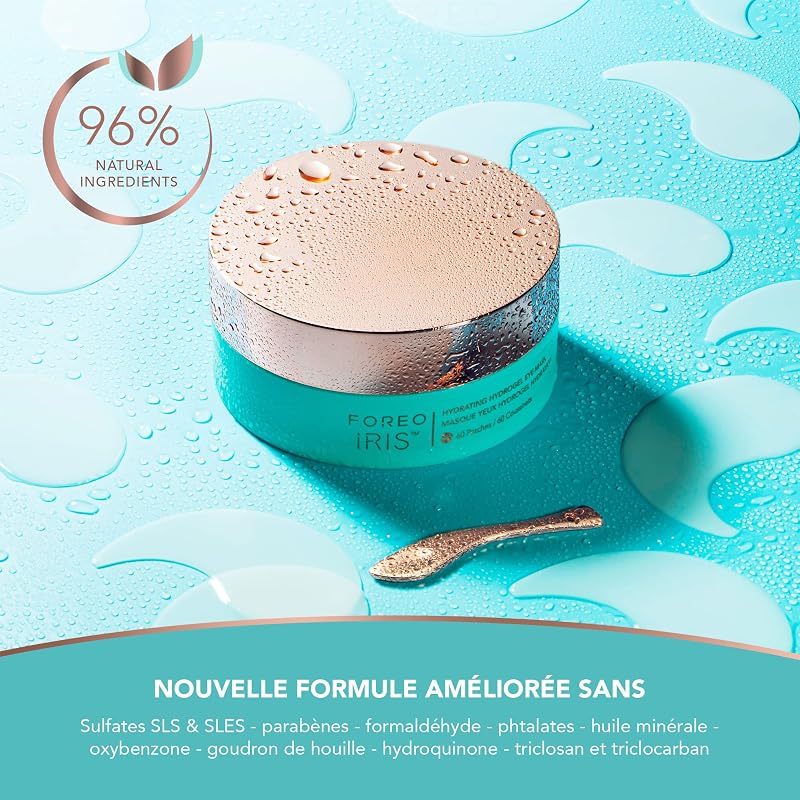 IRIS Patch Yeux Anti Cernes au Collagène et Rétinol- Anti Cernes Yeux Femmes et Hommes - Anti Poches sous les Yeux - Vtiamine E et Vitamine C - Patch Anti Rides Visage - Végan - 60 pc.