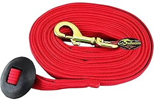 Southwestern Equine Lunge Line for Horses Cotton Horse Lunge Line with Bolt Snap & Rubber Stop (Red, 24')