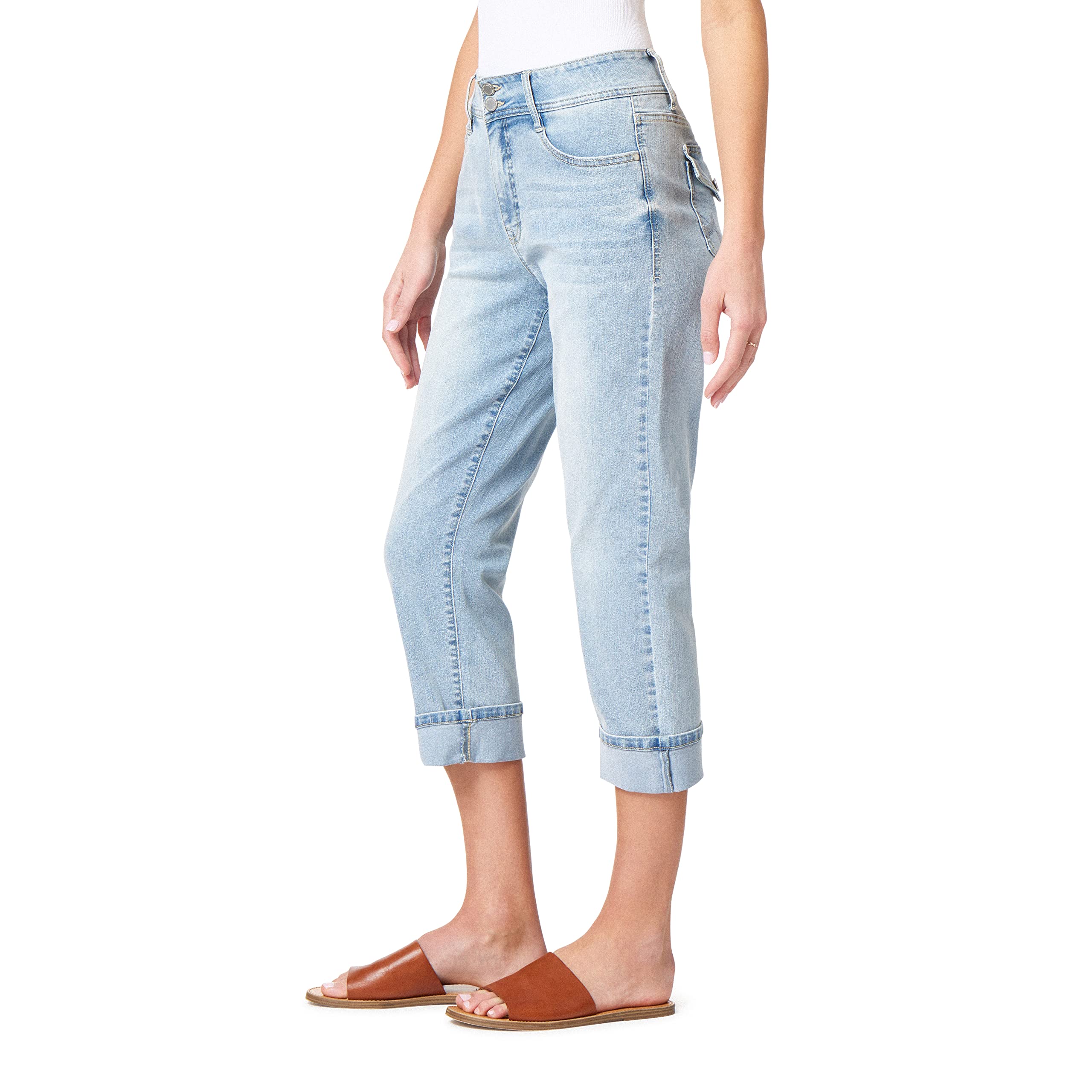 Angels Forever Young Curvy Cropped Jeans for Women, Denim with Contour Waistband – Standard and Plus Size – Albany, 12 US