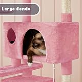 Yaheetech 138.5cm Cat Tree Tower Multilevel with Condos Sisal Posts Pink view 5