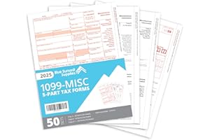 BLUE SUMMIT SUPPLIES 1099 MISC Forms 2025, 5 Part Tax Forms Kit, 50 Vendor Kit of Laser Forms, Compatible with QuickBooks and Accounting Software
