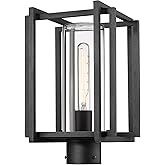 Golden Lighting Tribeca 1-Light Outdoor Post Light in Natural Black and Clear Glass